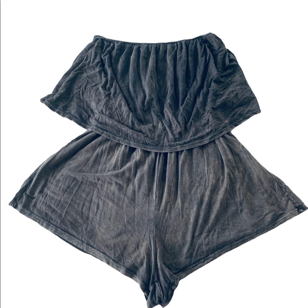Women’s Romper, Gray Strapless Elastic Waist, Cotton, Size Medium, New
